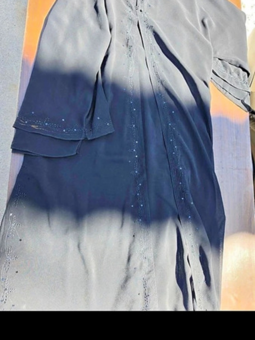 Embroidered Sequence Abaya Maxi Dress